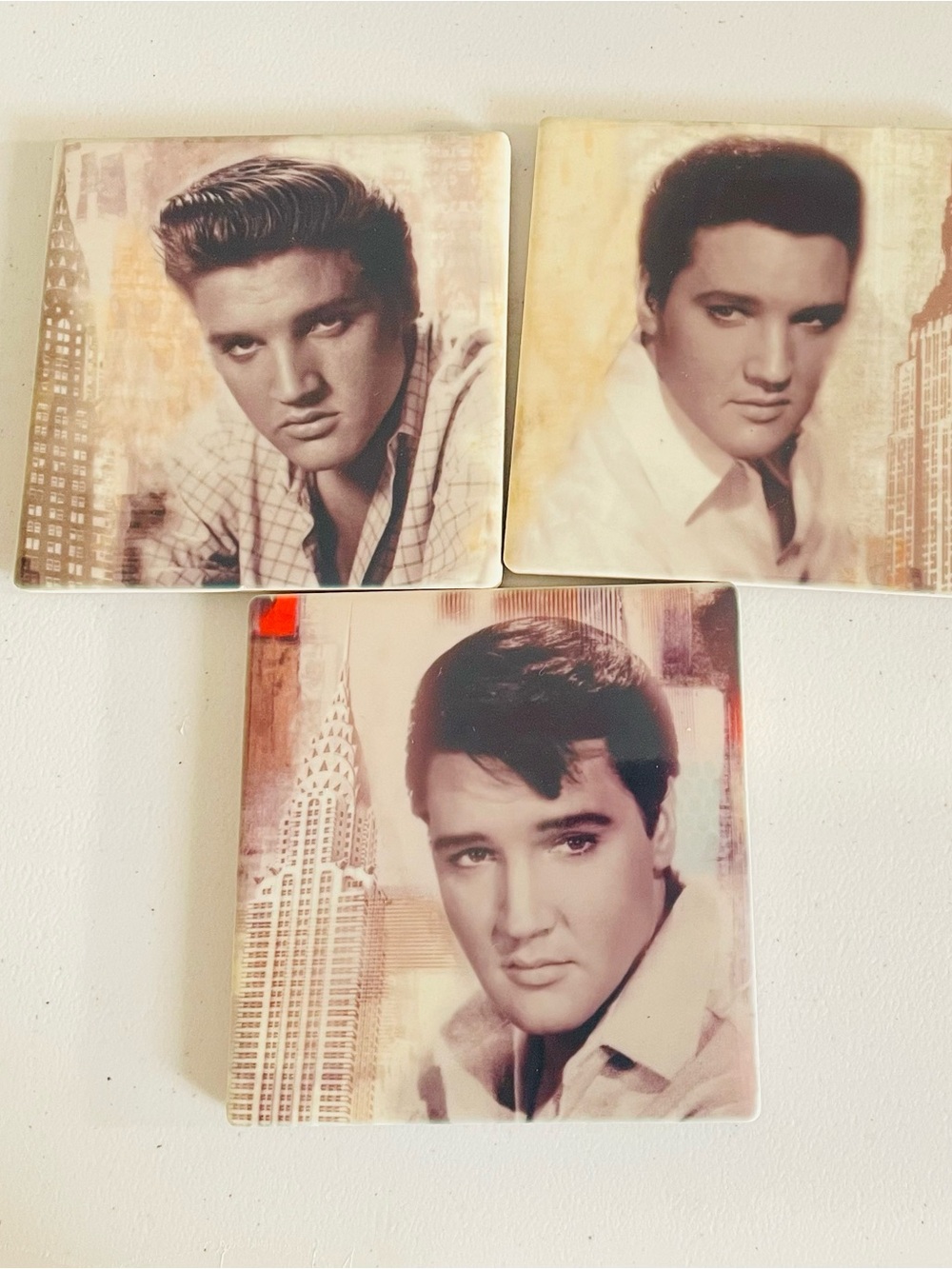Vintage Elvis Presley ceramic coasters - set of 3